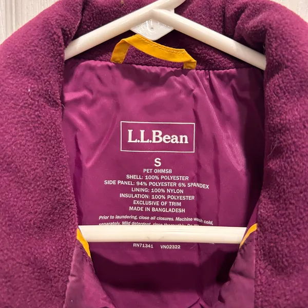 LL Bean Fleece Lined PrimaLoft Quilted Vest Womens‎ Small Magenta Berry Gorpcore - Image 3