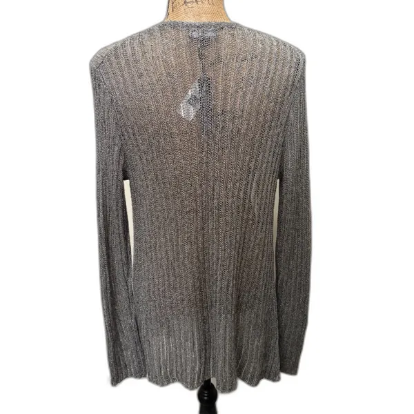 NWT Gap‎ Lightweight Knit Slim Cardigan Silver Metallic Wool Alpaca Size Large - Image 3
