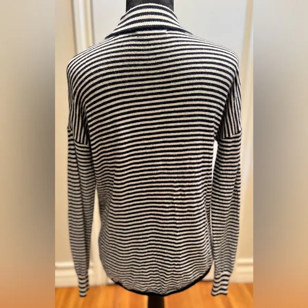 Madewell Stripe-Mix Ashbury Mockneck Sweater Dark‎ Indigo Navy Blue & White XXS - Image 8