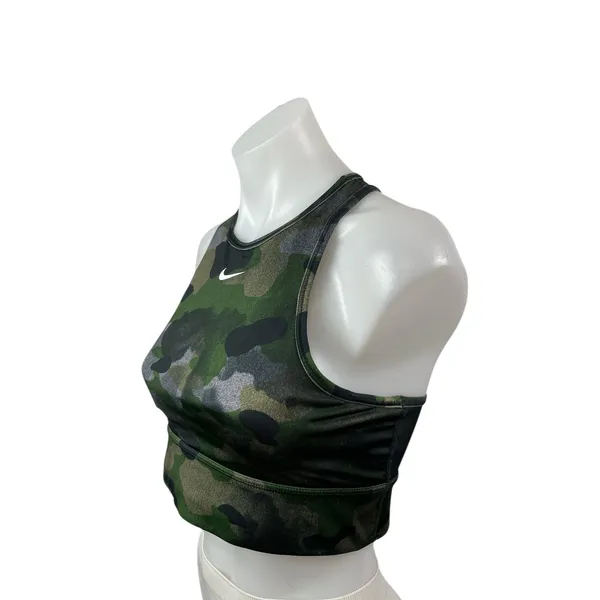 Nike Dri Fit Women's Green Camo Racerback Athletic Sports Bra Crop Top Size M - Image 2