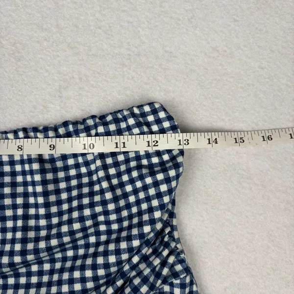 Y2K Style Tree Gingham Tube Top Women's M Blue Plaid Asymmetrical Summer Boho - Image 5