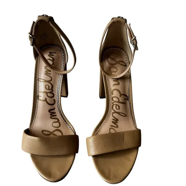 Sam Edelman Yaro Ankle Strap Sandal Oatmeal Kid Leather SZ 8.5 - Image 2