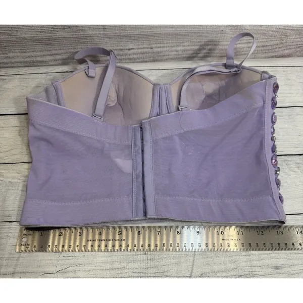 Women Lilac RHINESTONES Bustier SizeLARGE Festival Party Corset - Image 4