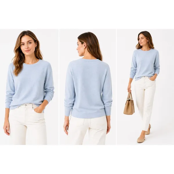 J.Crew Teddie Sweater Womens Medium Blue Lightweight Crew Neck Long Sleeve Knit - Image 14