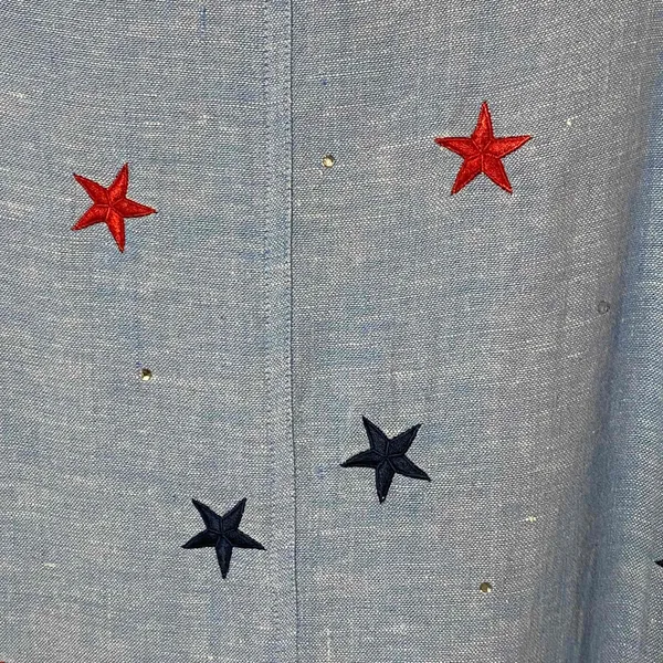 Quacker Factory Womens Blue Sleeveless Long Denim Star‎ Dress Size S - Image 5