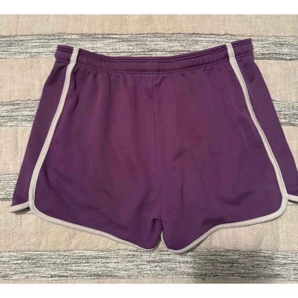 Under Armour Womens Purple Running Shorts White Trim Drawstring Size Small - Image 2