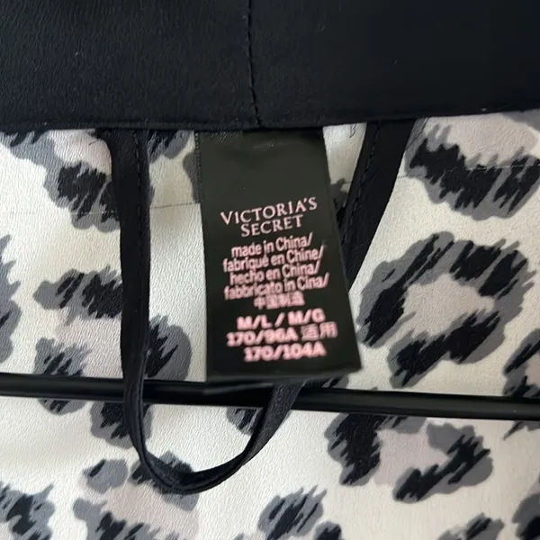 Victoria's Secret Kimono Robe Leopard Animal Print Neutral Black Trim M/L - Image 3