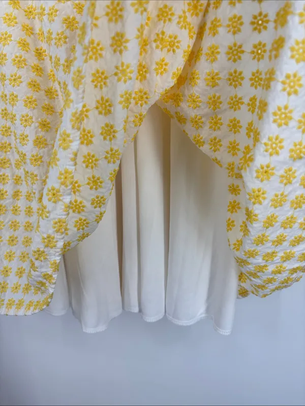 Altar'd State Yellow Floral Embroidered Fit & Flare Mini Dress - Image 4