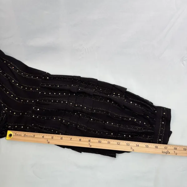 Anthropologie Size-M Womens Quinn Tunic Top Black with Gold‎ Metallic Sequins - Image 7