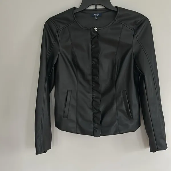 Kaari Blue Black Motorcycle Biker Style Jacket Womens Medium - Image 9
