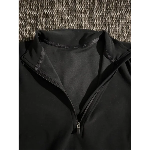 Alo Yoga Rapid Pullover Half Zip Compression Long Sleeve Black - Image 3