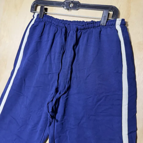 A New Day Womens S Navy Blue Side Stripe Pull On Pants Wide Leg Track Athleisure - Image 2