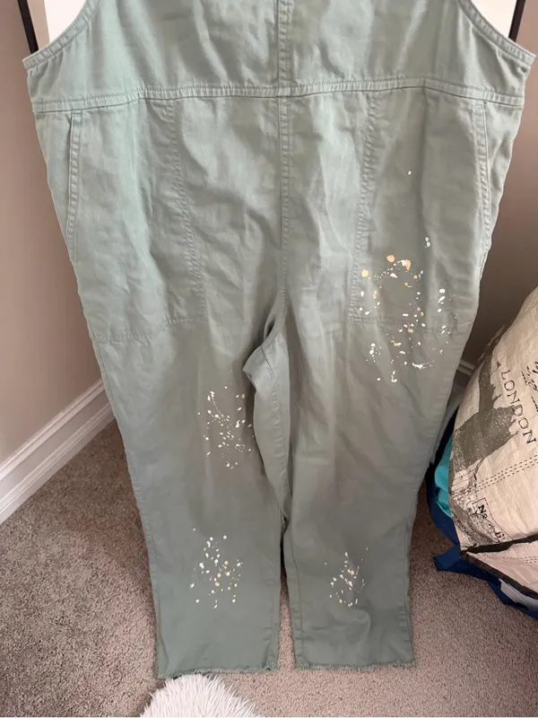 aerie Sage Green Painter-Style Overalls Jumpsuit - Image 3