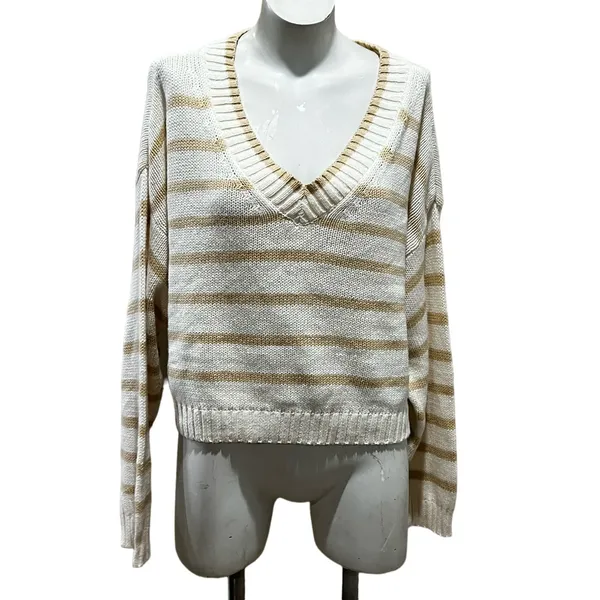American Eagle beige striped pullover sweater - Image 7