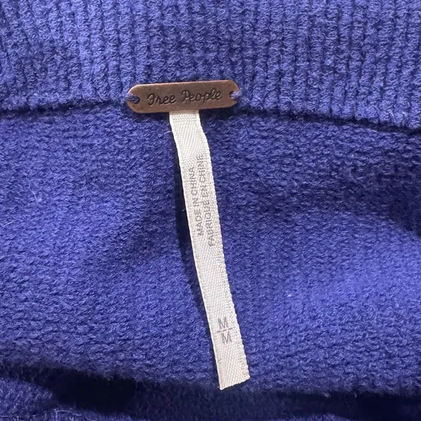 Free People Ottoman Slouchy Ribbed Mock Neck Sweater Tunic Blue Women’s Medium - Image 3