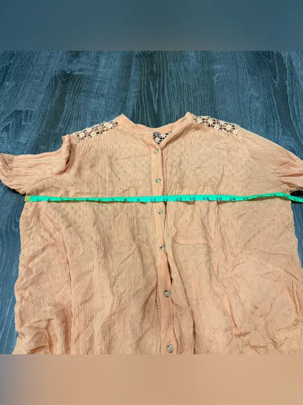 Free People Orange Crochet Lace Button Down Blouse - Image 10