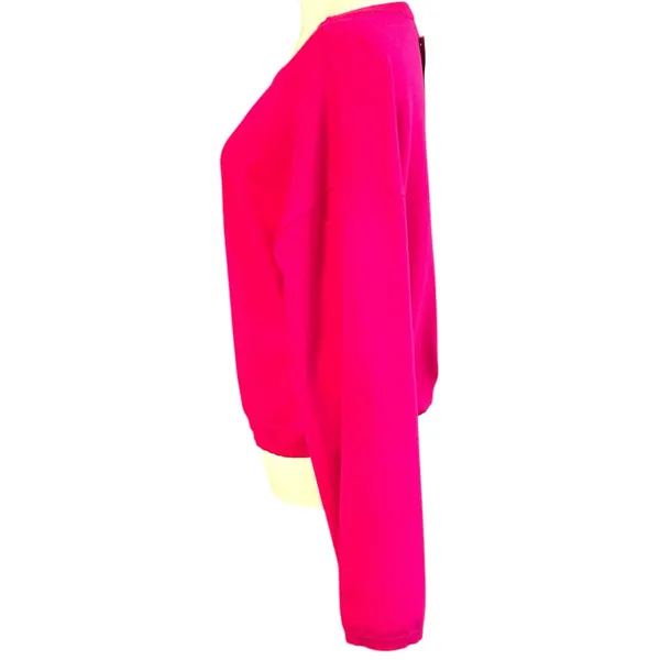 Juicy Couture Free Love NWT Crop Sweater Hot Pink Rhinestone Long Sleeve Barbie - Image 4