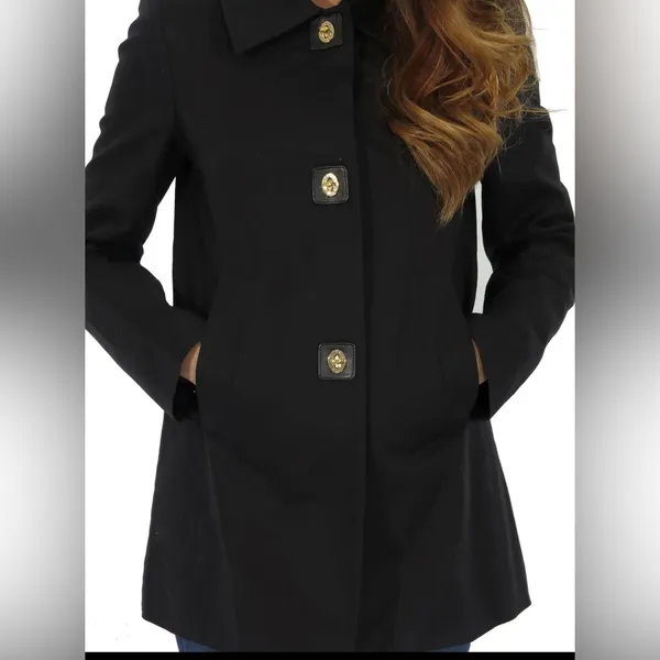 Michael Kors Black Trench Coat SZ:L - Image 11