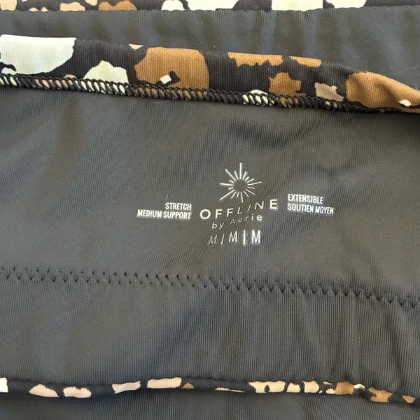Aerie Offline Sports Bra Women’s Medium Square Neck Brown Floral Printed - Image 3
