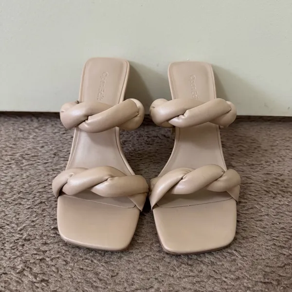 Open Edit Beige Block Hill Twist Sandals NWT Size 7 - Image 3