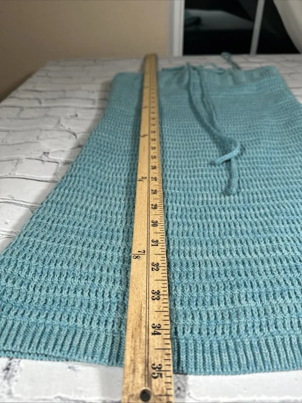 Olive + Oak Sz M Crochet Knit Mini Dress Marled Turquoise Tie Front Lined NWT - Image 9