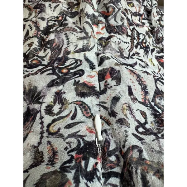 IRO Dress Women Small‎ Ivory Black Chiffon Floral Print Long Sleeve Mini - Image 10