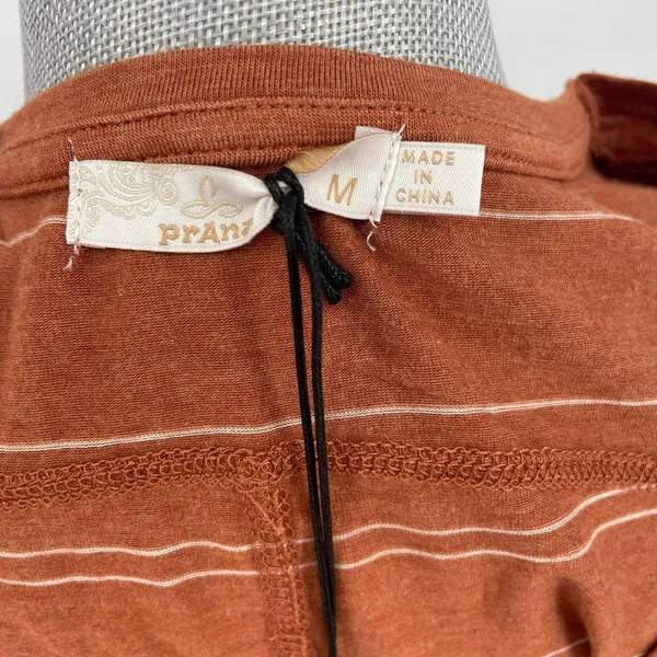 NWT prAna Foundation Scoop Neck Tank Top Shirt Size Medium Orange Stripe Stretch - Image 7