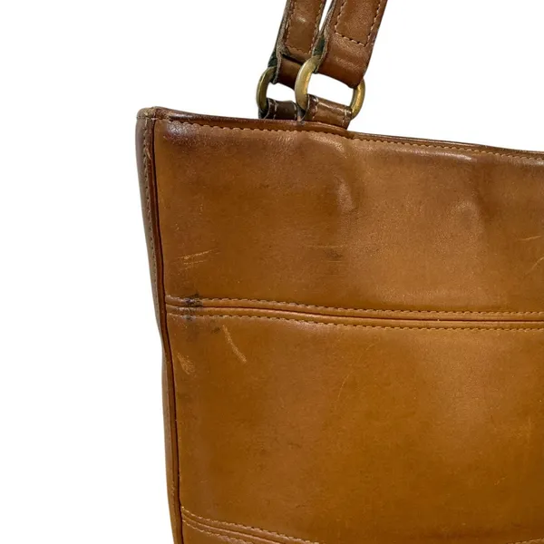 Vintage 90's Coach 9093 Tribeca Shopper Zip Top Tote Bag Y2K British Tan Leather - Image 4