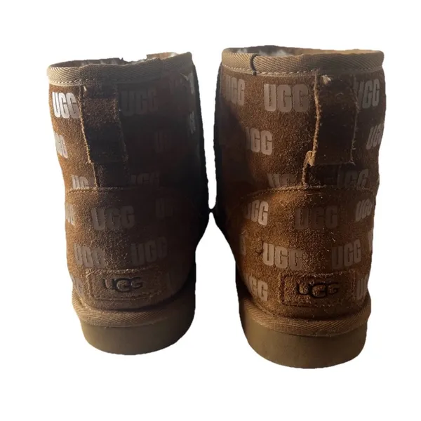 UGG Chestnut Suede Ankle Boots Women size 10 logo print - Image 4