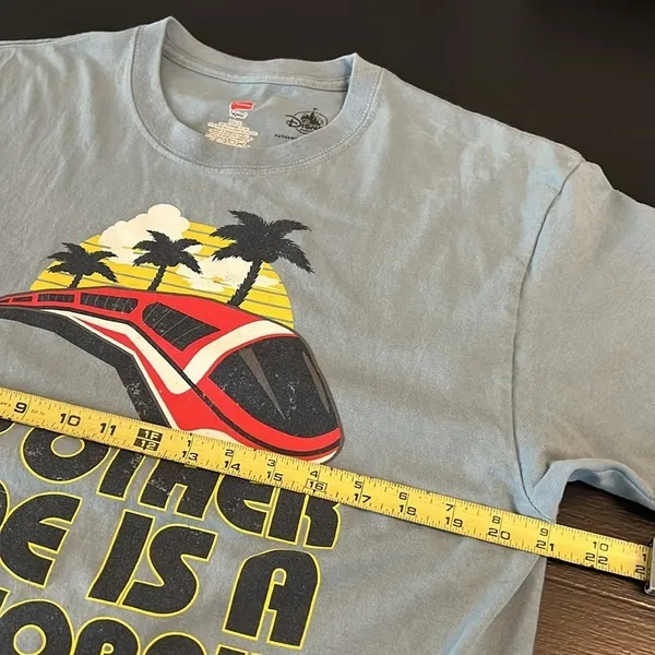 Disney‎ Parks My Other Ride Is A Monorail T-Shirt Light Blue Large Hanes Unisex - Image 4