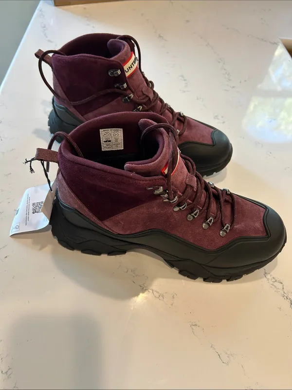 HUNTER JASPER WATERPROOF BOOTS, Dark Red Suede, Women’s size 11, NWT No box - Image 3