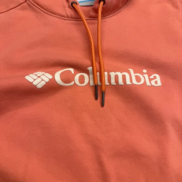 Columbia Sportswear Coral‎ Pink Logo Pullover Hoodie Sweatshirt Women XS - Image 3