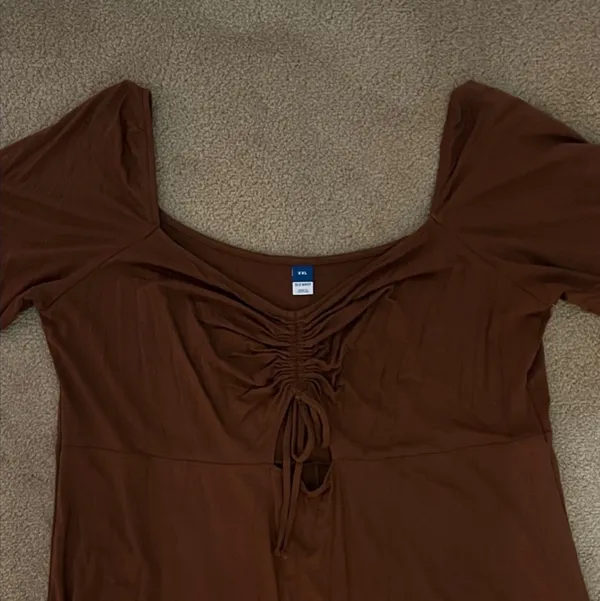 Brown Cinched Cutout Maxi Dress - Image 2