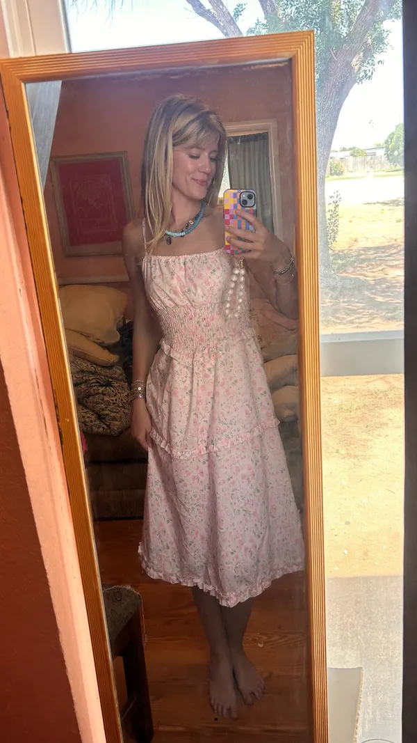 Vintage pink floral dress - Image 3