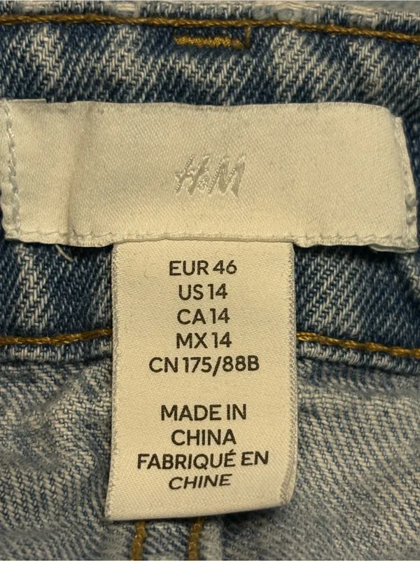 H&M Light Blue High-Rise Denim Jean Shorts size 14 - Image 3