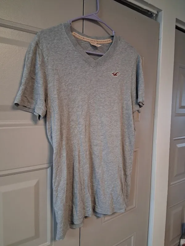 Hollister v-neck t-shirt bird logo on left chest short sleeve in gray grey size large. - Image 3