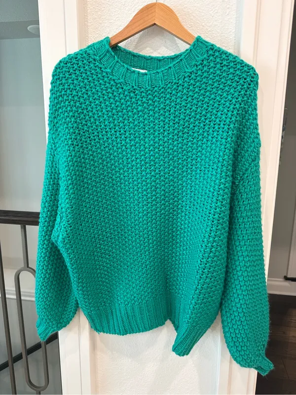 Le Lis Collection Chunky Knit Oversized Sweater Emerald Green Size Small NWT - Image 2