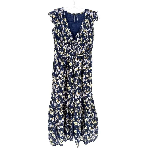 Anthropologie Daisy Midi Dress Women XS Navy Tiered Boho Romantic Cottagecore - Image 3