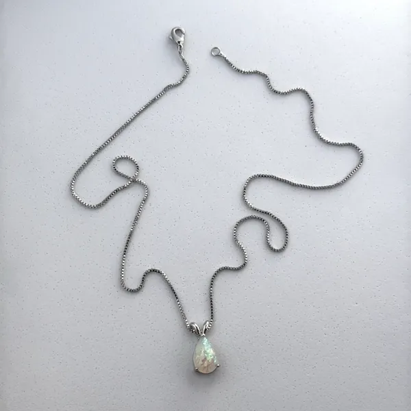 Opal Teardrop Shape Pendant Necklace for Women - Image 5