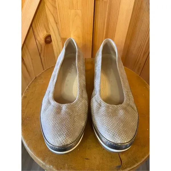 Gabor Comfort Womens Ballet Flat Gold Metallic Leather Suede Shoes UK 6 US 8 - Image 2