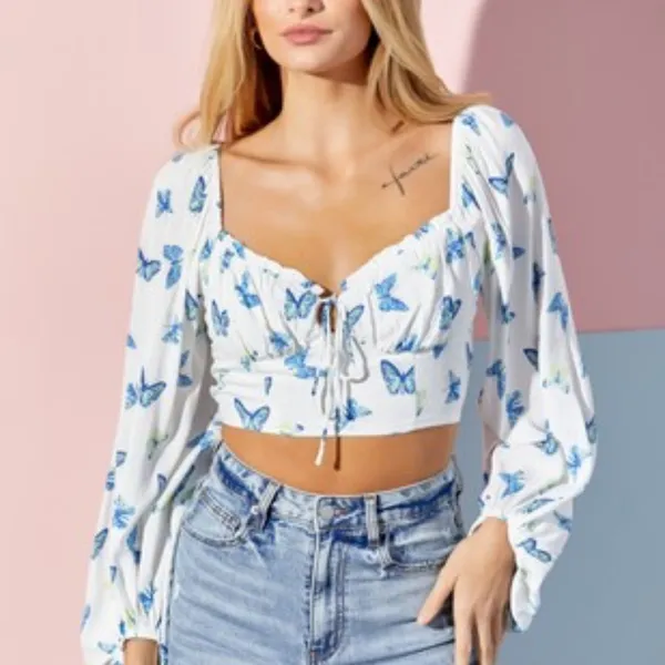 BUTTERFLY PRINT BLOUSE Size M - Image 2