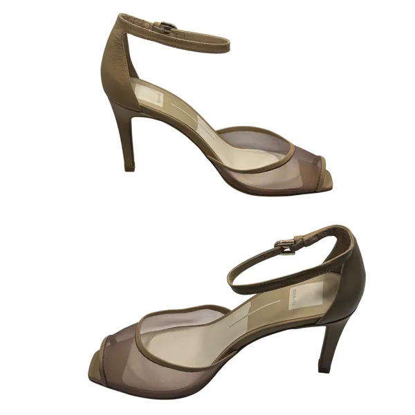 Dolce Vita Serlo‎ Mesh Heels Cafe Mesh Nude Tan Leather Size 9 Stiletto Sandals - Image 9