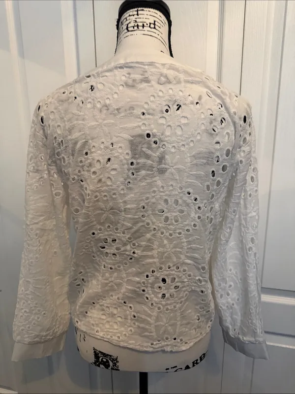 White Eyelet V-Neck Swim Coverup Tunic - Image 3