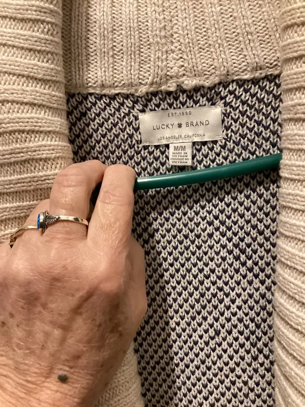 Lucky Brand Cream and Navy Knit Open Cardigan - Image 2