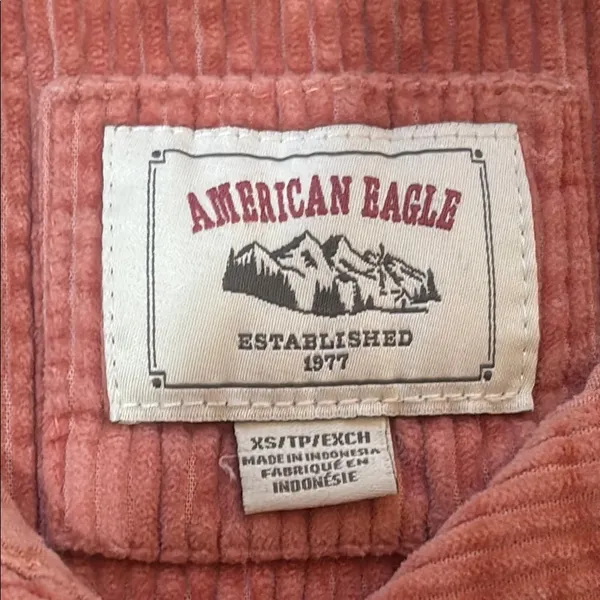 American Eagle Corduroy Button Down Shirt in Pink - Image 3