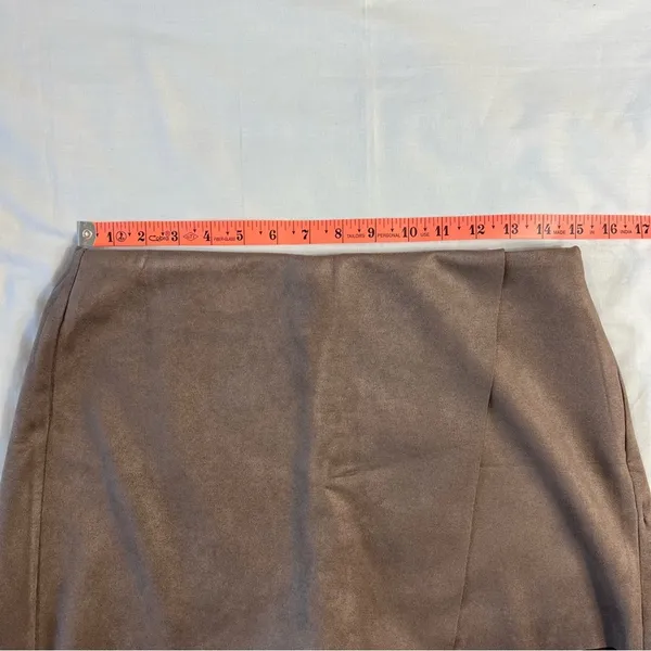 Y2k Faux Suede Wrap Skort Brown Large Mini Skirt Shorts Neutral - Image 8