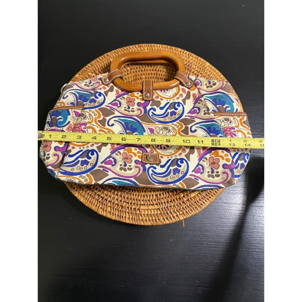 Relic Paisley Canvas Satchel Handbag Multi-Color‎ Wooden Handle Boho Bag - Image 2