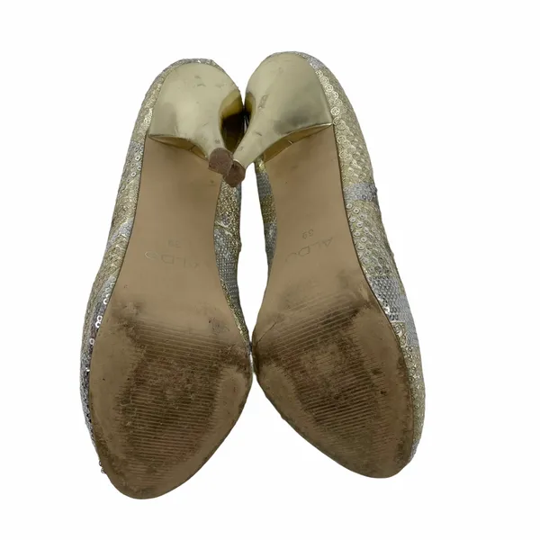 Aldo Glicken Sequins Glitter Pumps Metallic Gold Silver Size 39 - Image 8