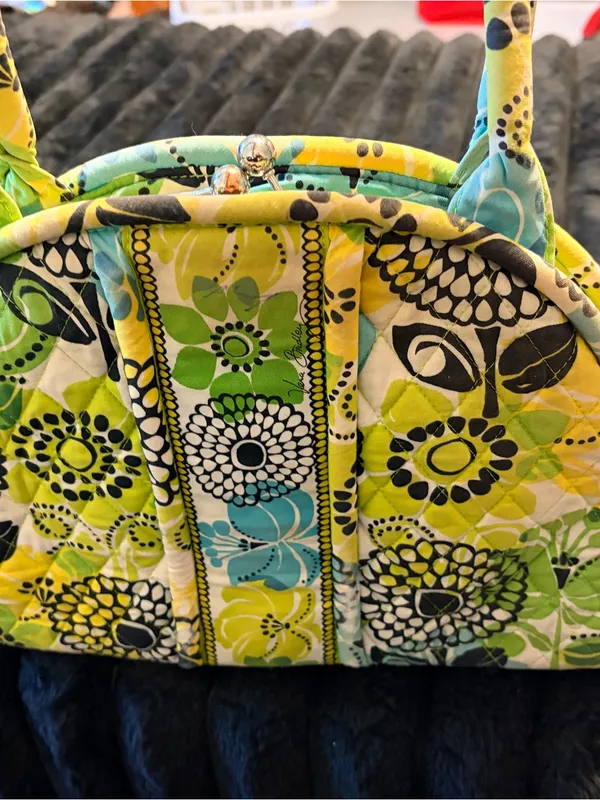 Vera Bradley Quilted Floral Dome Tote Bag in Yellow, Blue & Green - Image 6