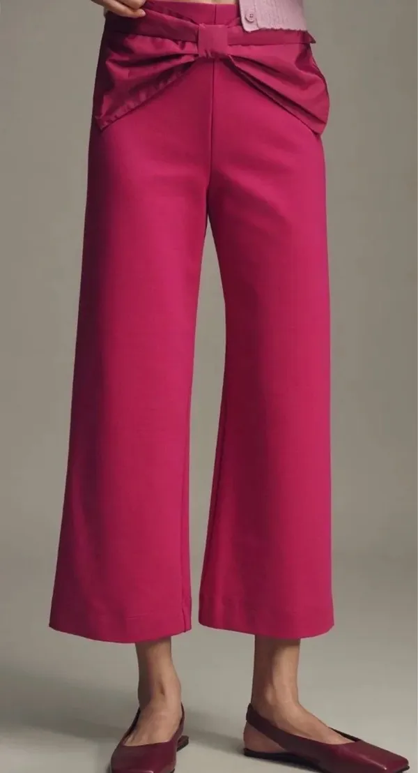 Anthropologie Maeve The Colette Bow-Waist Crop Wide-Leg Pants, Size 26 - Image 6
